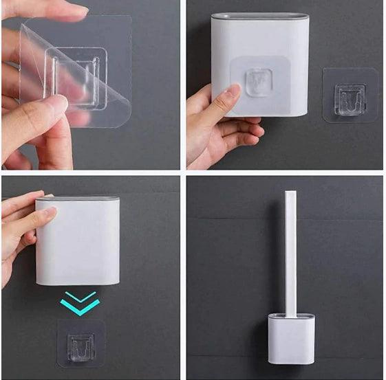 Escova Sanitária de Silicone para Banheiro com Suporte de Parede - Martch